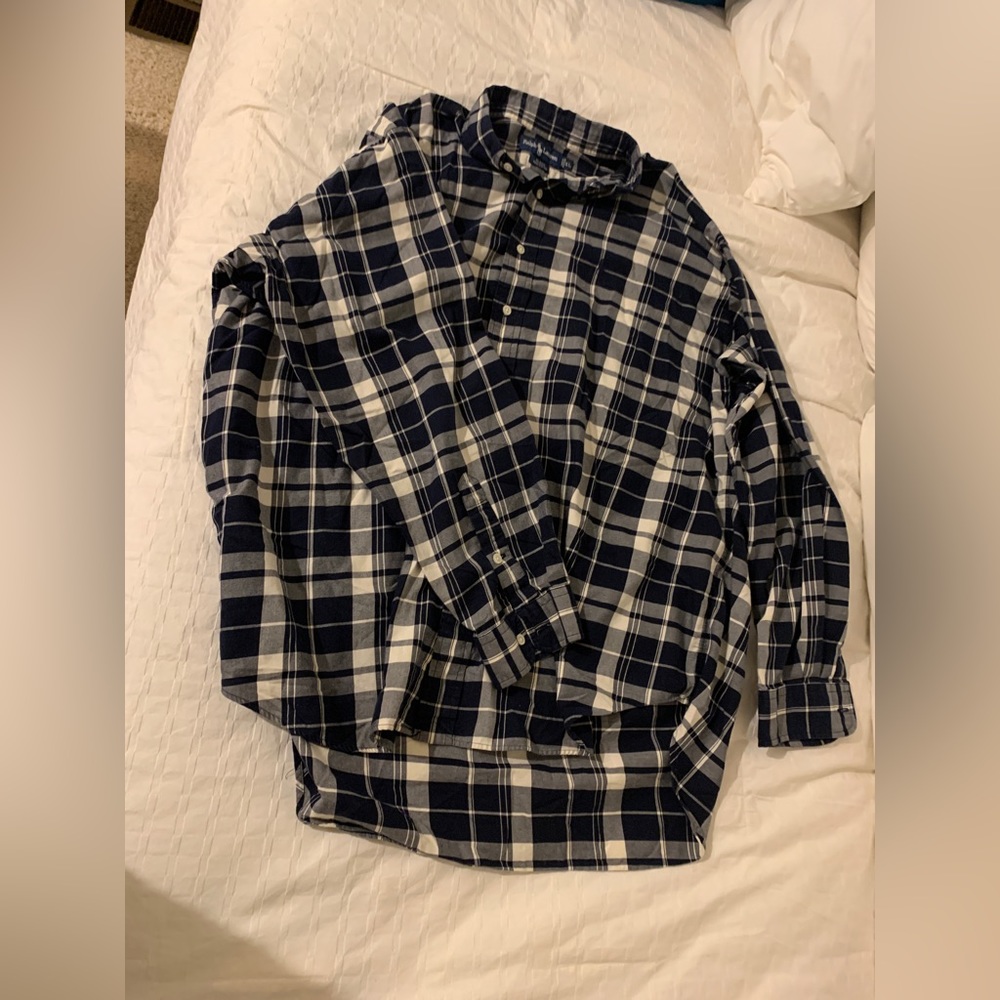 Men’s Polo by Ralph Lauren XL blue and white light-weight long-sleeve flannel.